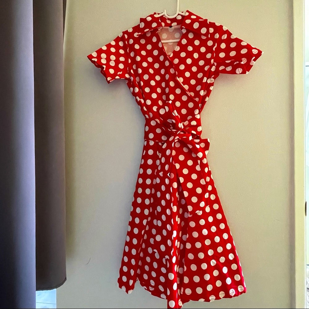 Polka dot swing dress